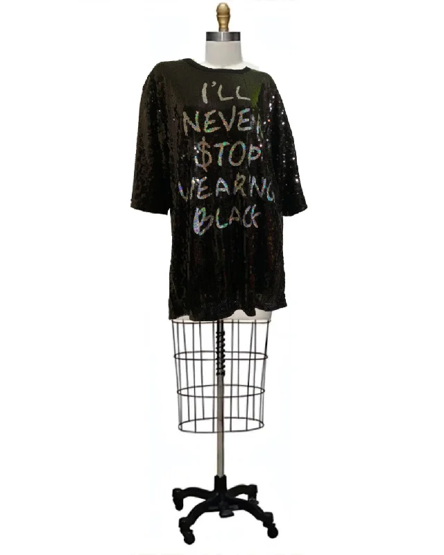 Don't Stop- the I'll Never Stop Wearing Black Sequined Mini Dress Casual Mini Dress with Pockets