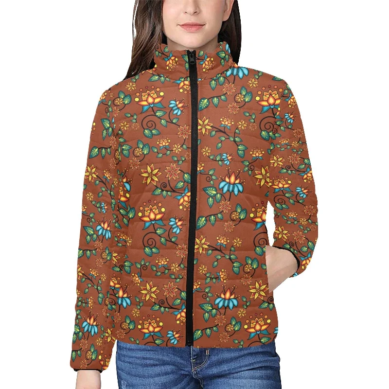 Lily Sierra Women's Stand Collar Padded Jacket Herringbone Jacket Checkered Jacket Solid Jacket