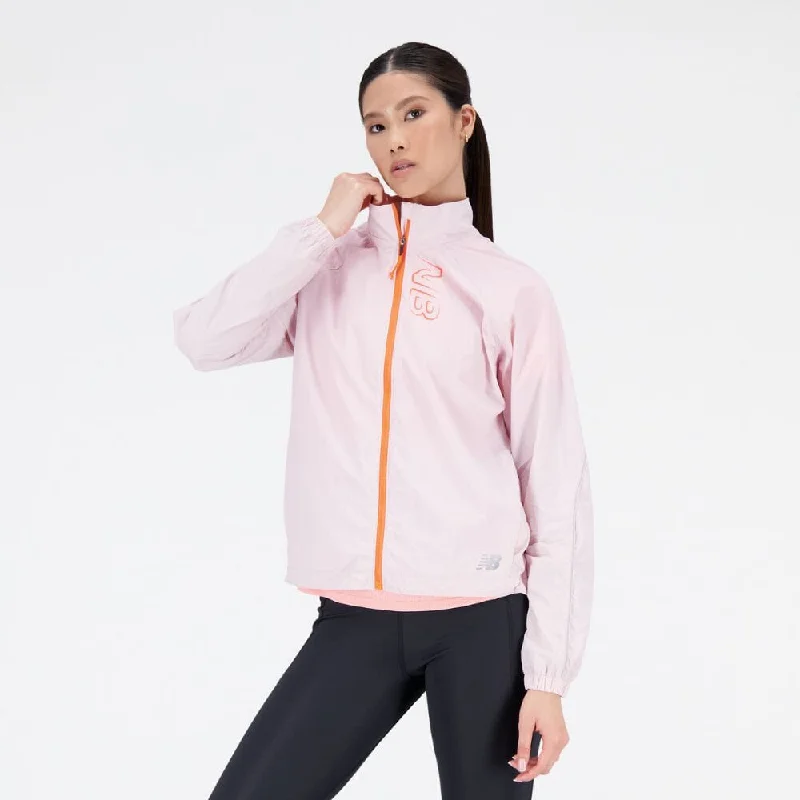 New Balance Women's Printed Impact Run Light Pack Jacket Chenille Fabric Brocade Fabric Lace Fabric