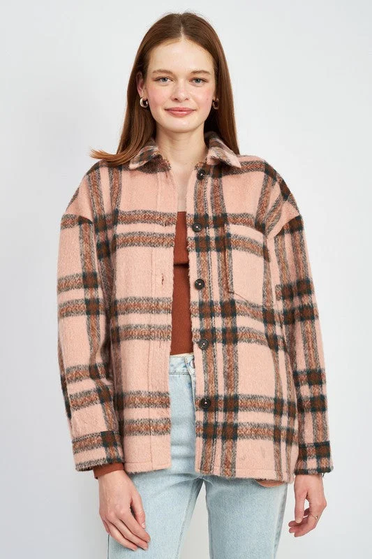 OVERSIZED PLAID JACKET WITH FRINGE Hooded Jacket Caped Jacket Shawl Collar Jacket