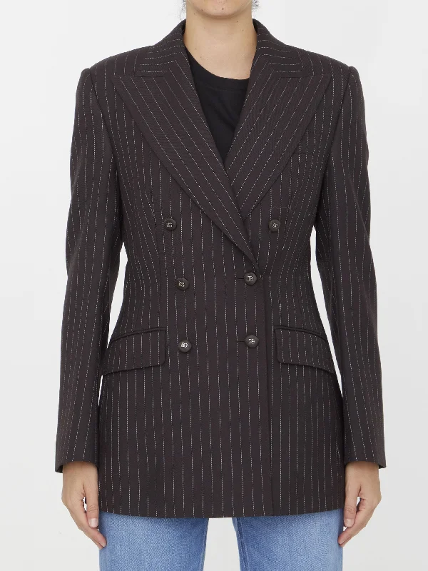 Pinstriped Wool Jacket Satin Jacket Silk Jacket Chiffon Jacket