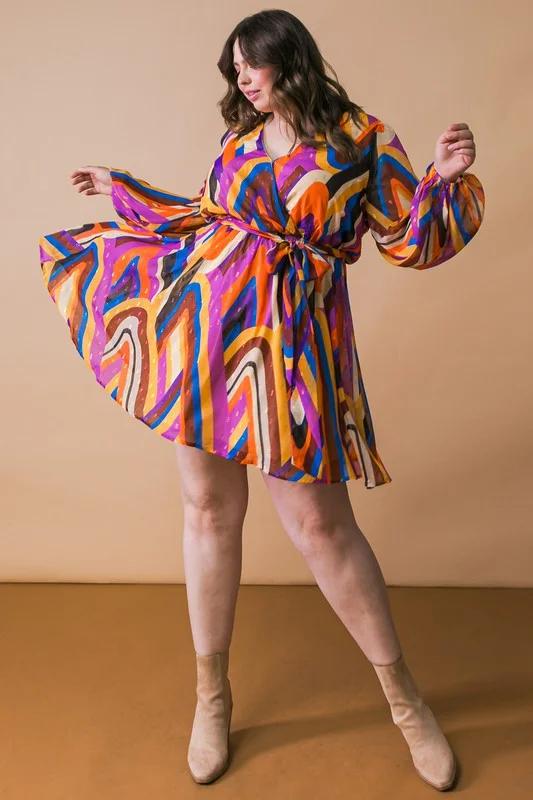 Plus Size Printed Woven Mini Dress by Flying Tomato Comfortable Shift Mini Dress