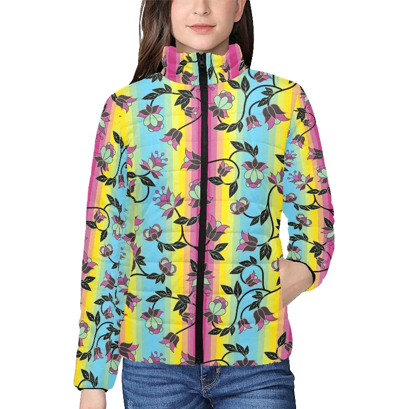 Powwow Carnival Women's Stand Collar Padded Jacket Oversized Jacket Tailored Jacket Straight Jacket