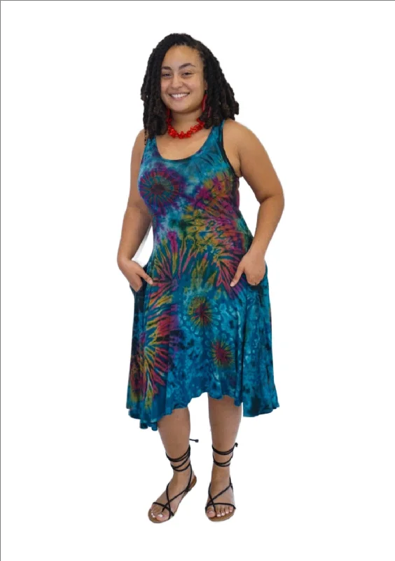 Tie Dye Mini Dress Casual Mini Dress with Pockets