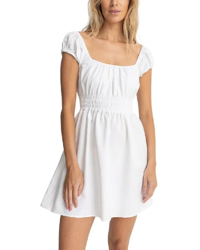 Washed Out Cap Sleeve Mini Dress Comfortable Zip-Up Mini Dress