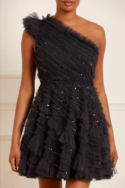 Spiral Sequin One-Shoulder Micro Mini Dress Chic Halter Mini Dress