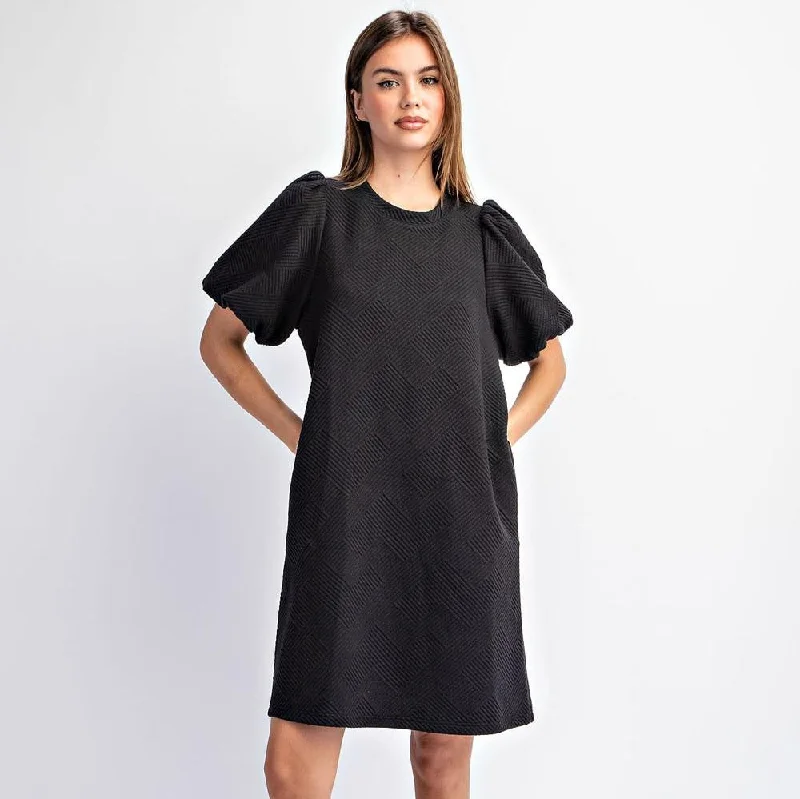 Textured Puff Sleeve Mini Dress Stylish Sweetheart Mini Dress