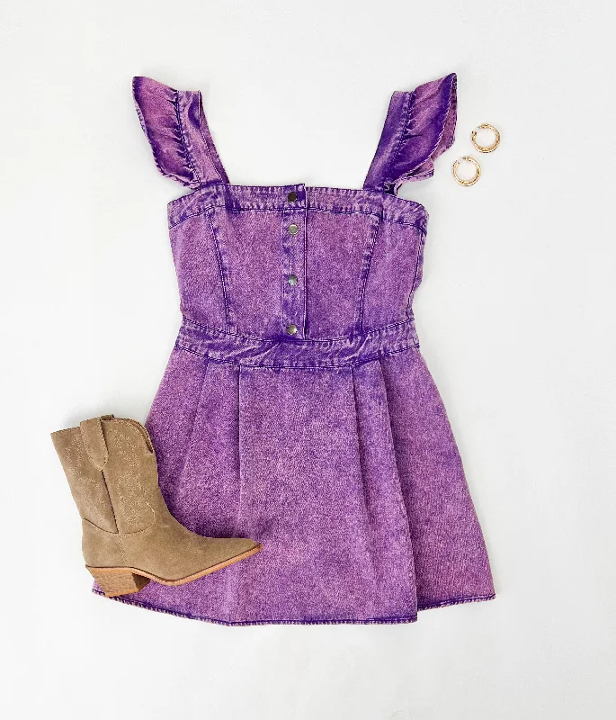 THE TIME IS RIGHT WASHED PURPLE MINI DRESS Trendy Wraparound Mini Dress