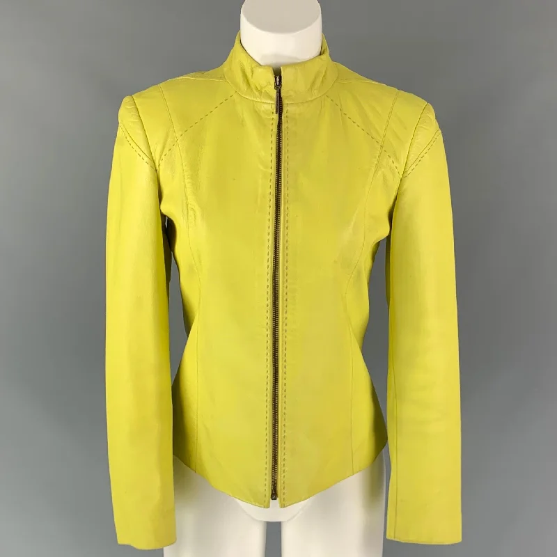 Vintage VERSUS by GIANNI VERSACE Size 4 Yellow Leather Jacket Quilted Jacket Puffer Jacket Insulated Jacket