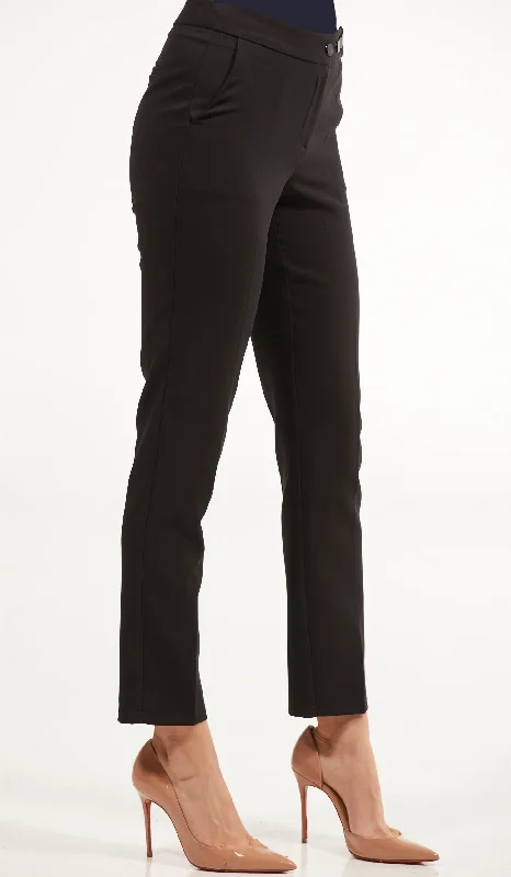 Alma Tailored Stretch Cigarette Pants - Black Comfy Cargo Trousers