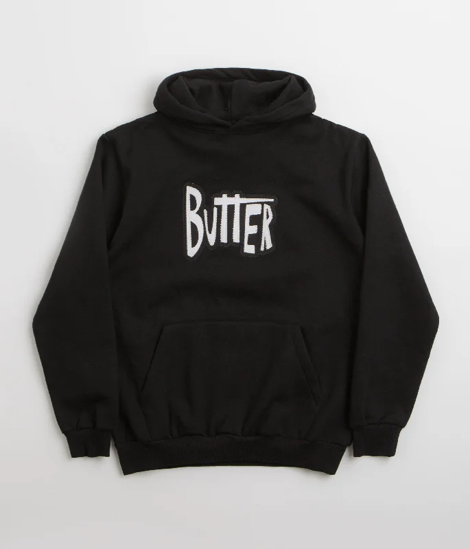 Butter Goods Sketch Applique Hoodie - Black Hoodie with Applique Textured Unique