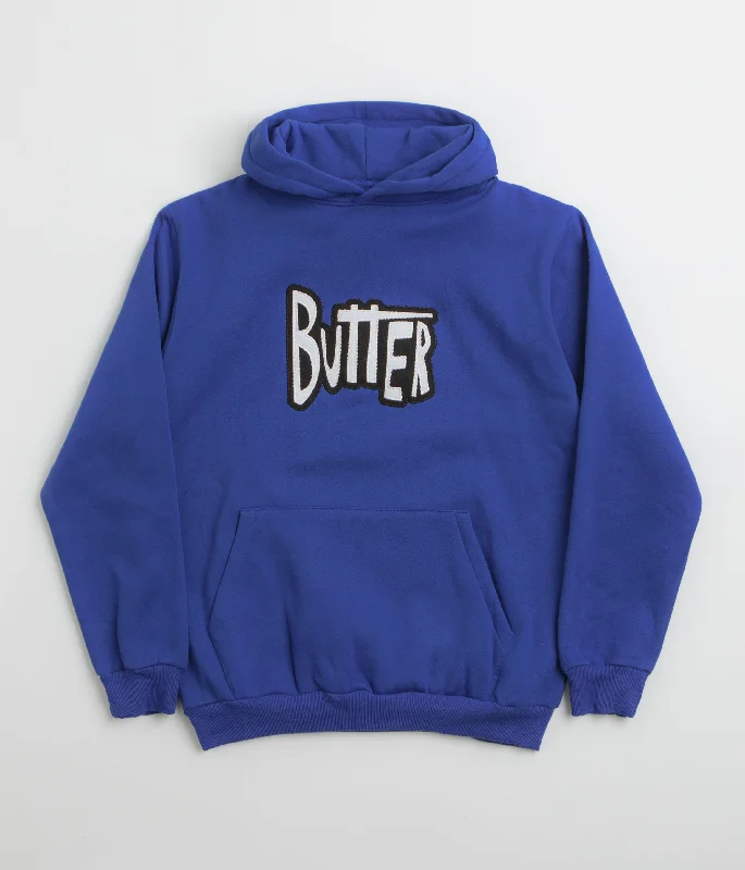 Butter Goods Sketch Applique Hoodie - Royal Hoodie with Raglan Sleeves Sporty Comfortable