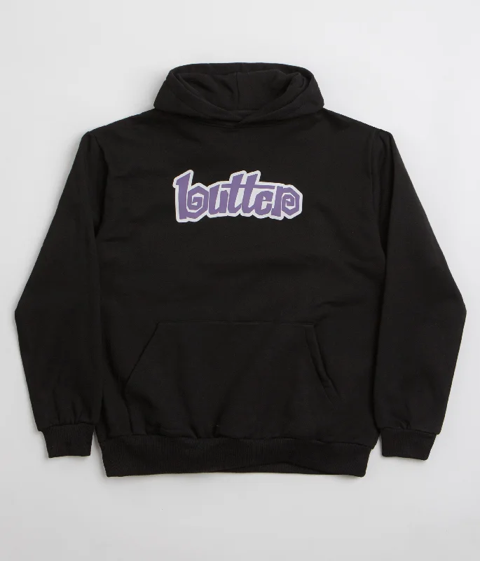 Butter Goods Swirl Hoodie - Black / Purple Hoodie with Illustration Artistic Creative