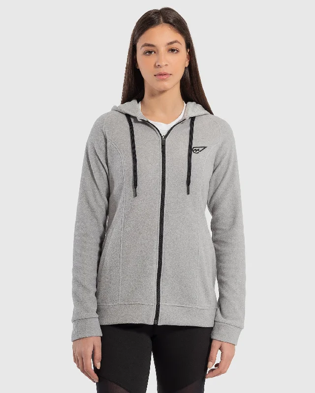 Full-Zip Fleece Hoodie Hoodie with Hem Patch Decorative Personalized