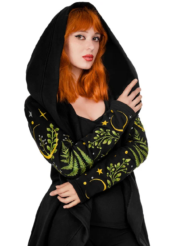 Herbal Fern | LONG HOODIE Hoodie with High-Low Hem Asymmetrical Trendy