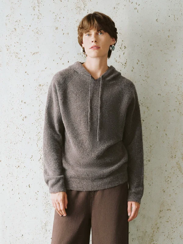 Hoodie Loose Knitted T-Shirts Hoodie with Hem Detail Decorative Unique