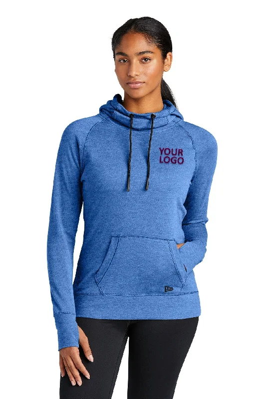 New Era Ladies Tri Blend Fleece Custom Hoodies, Royal Heather Hoodie with Tied Waist Feminine Flattering