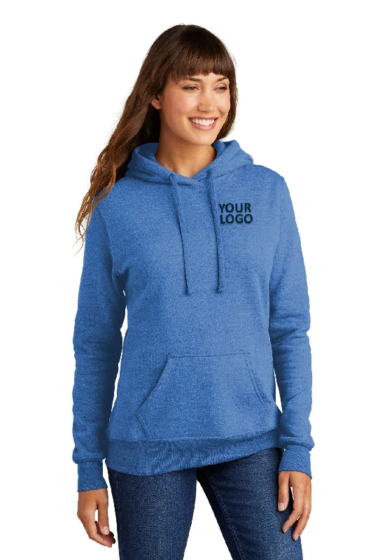 Port & Company Ladies Core Fleece Branded Hoodies, Heather Royal Zip Hoodie Drawstring Kangaroo Pocket