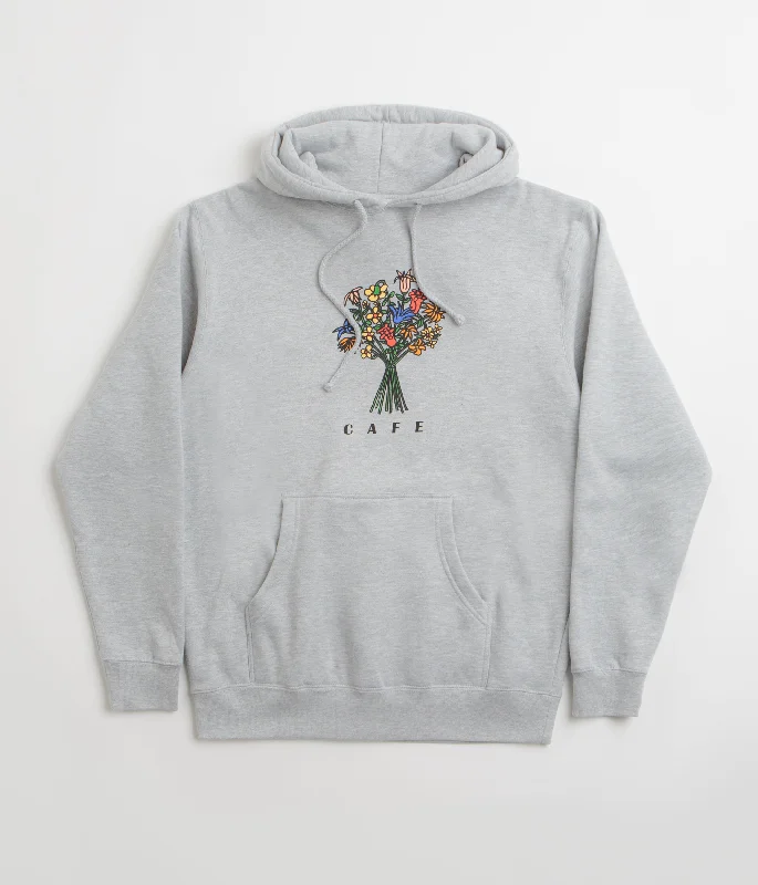 Skateboard Cafe Bouquet Hoodie - Heather Grey Hoodie with Camouflage Military Edgy