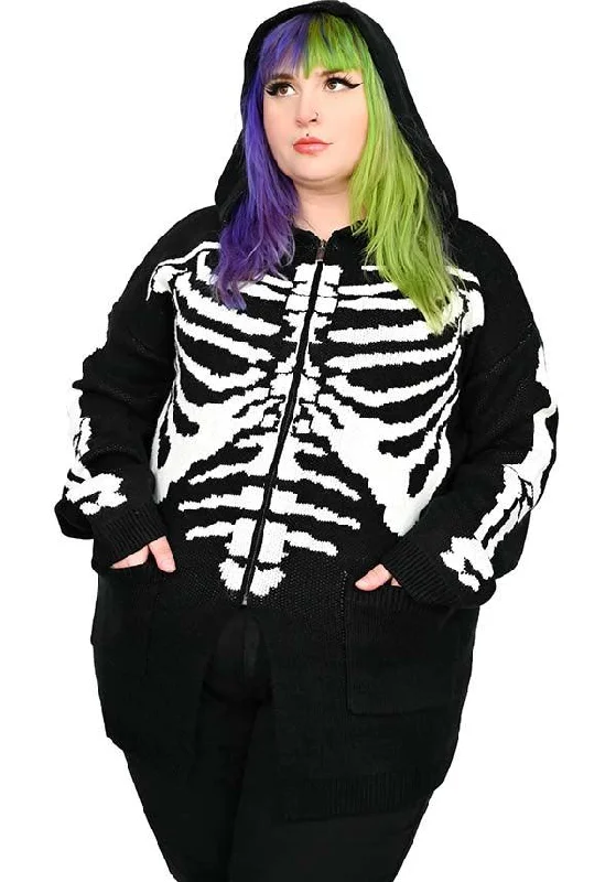 Skeleton | ZIP UP HOODIE** Hoodie with High Neck Warm Protective