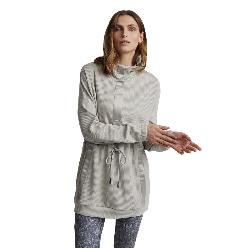 Varley Cornwell Sage Grey Womens Hoodie Hoodie with Slim Fit Tailored Modern