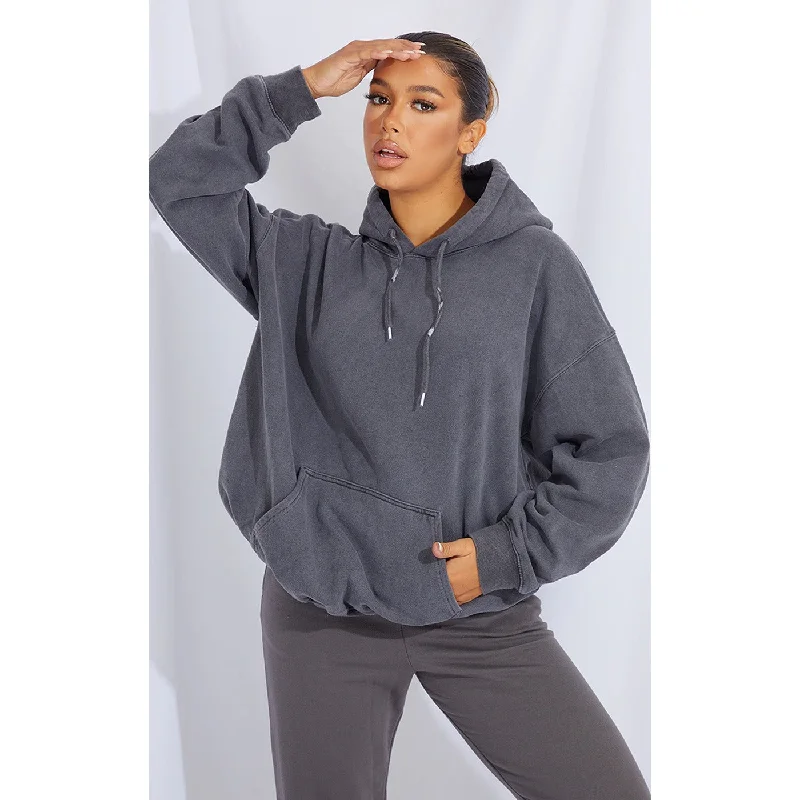 Charcoal Washed Oversized Hoodie Hoodie with Pastel Soft Subtle