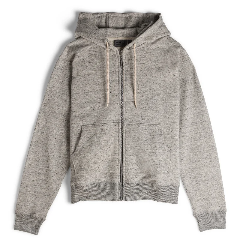 Zip Hoodie - Heavyweight Terry - Grey Hoodie with Cuffed Sleeves Snug Secure