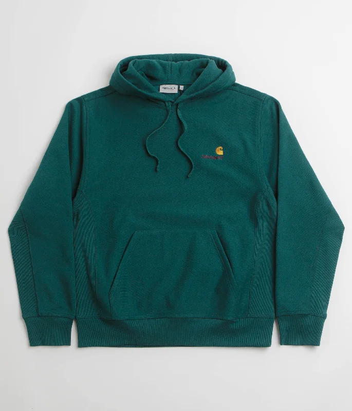 Carhartt American Script Hoodie - Malachite Hoodie with Half-Zip Sporty Casual