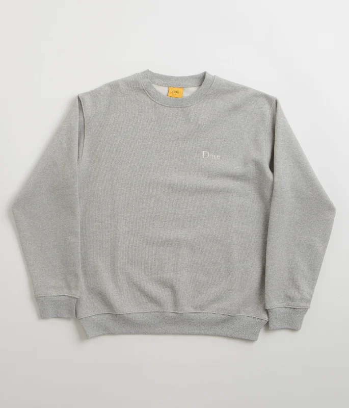 Dime Classic Small Logo Crewneck Sweatshirt - Heather Grey Hoodie with Embroidery Detailed Premium