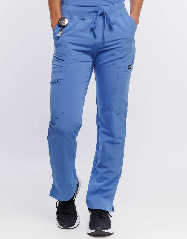 Essential Multi-Pocket Scrub Pants - Ceil Blue High-Waist Jogger Pants