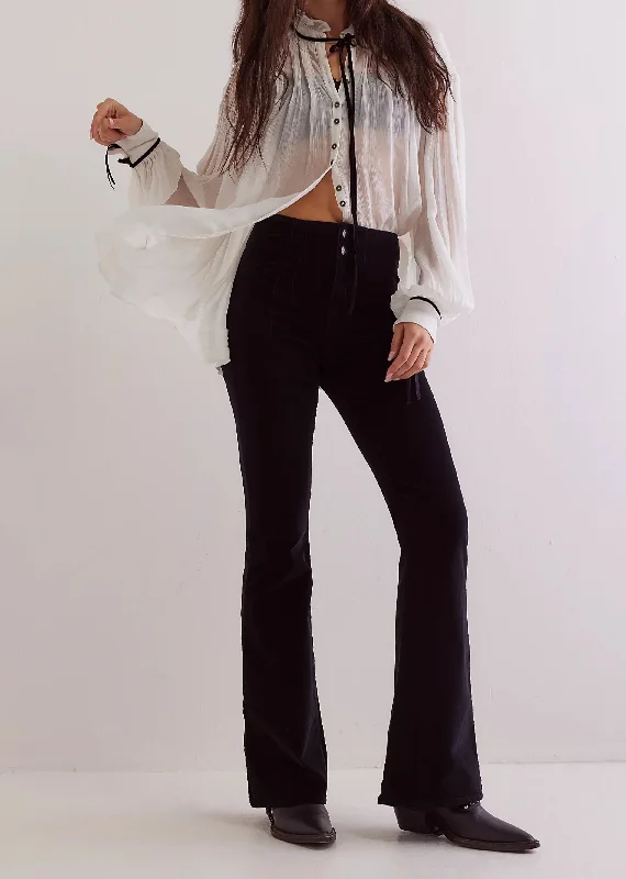 Free People Jayde Cord Flare Pants ★ Black Formal Slim Pants