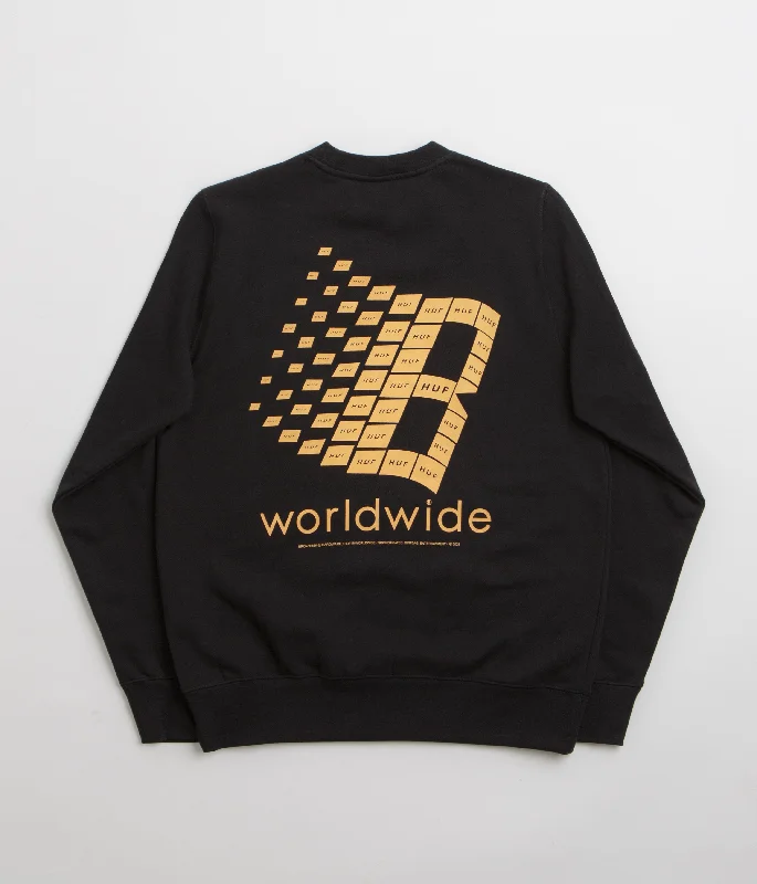 HUF x Bronze 56K Crewneck Sweatshirt - Black Hoodie with High Neck Warm Protective