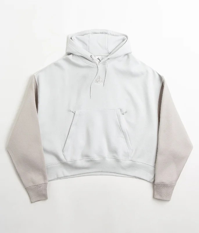 Nike ACG Womens Tuff Knit Hoodie - Photon Dust / Light Iron Ore / Summit White Hoodie with Hood Adjustable Protection