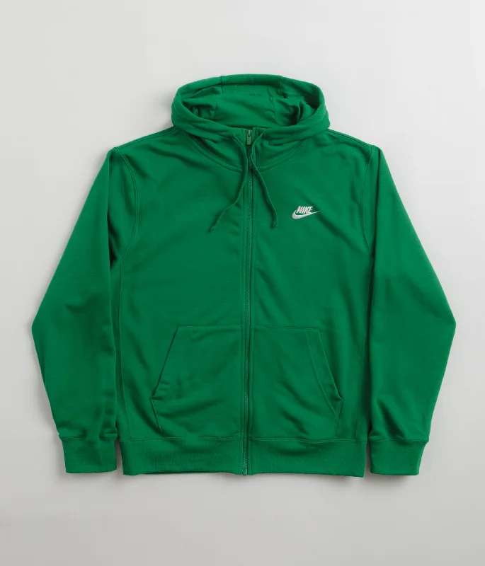 Nike Club Full-Zip Hoodie - Malachite / Malachite / White Hoodie with Hem Embroidery Detailed Premium