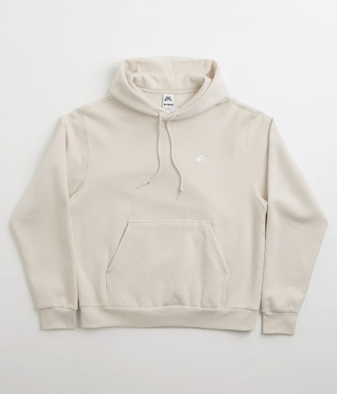 Nike SB Essential Small Logo Hoodie - Light Orewood Brown / White Hoodie with Button Placket Classic Preppy