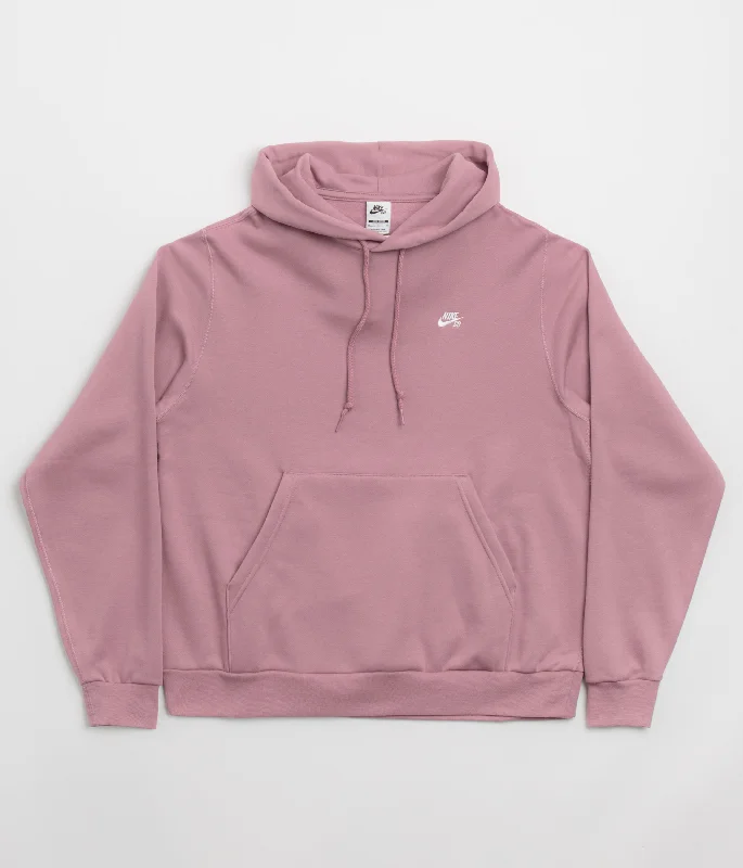 Nike SB Essential Small Logo Hoodie - Plum Dust / White Hoodie with Hem Patch Decorative Personalized