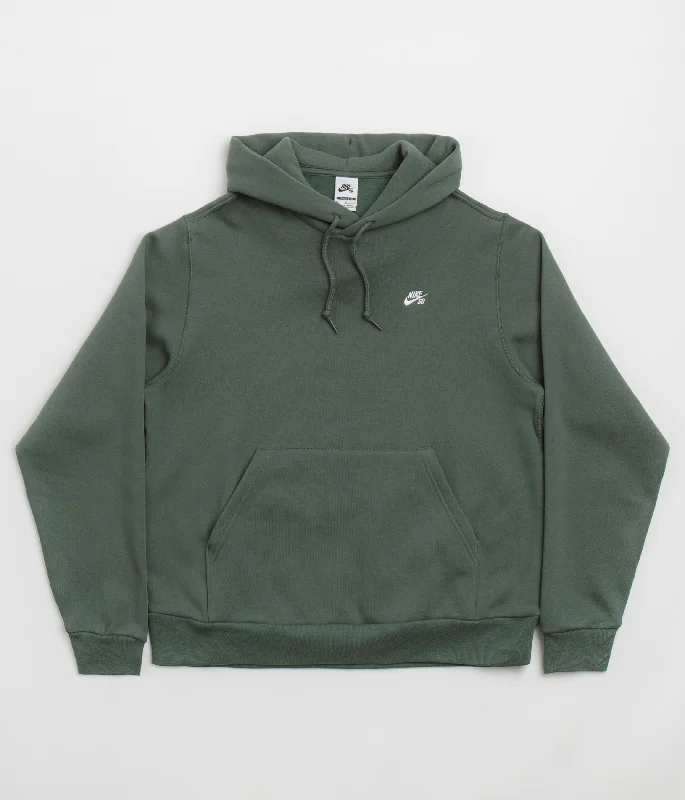 Nike SB Essential Small Logo Hoodie - Vintage Green / White Hoodie with Color Block Contrast Stylish