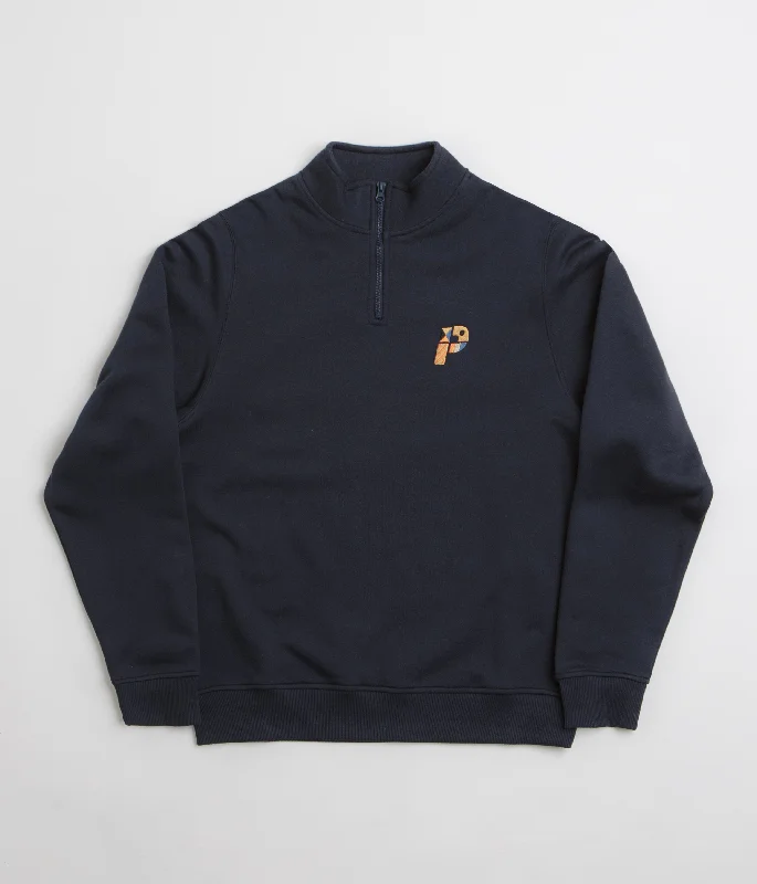 Parlez Warner 1/4 Zip Sweatshirt - Navy Hoodie with Magnetic Closure Innovative Modern