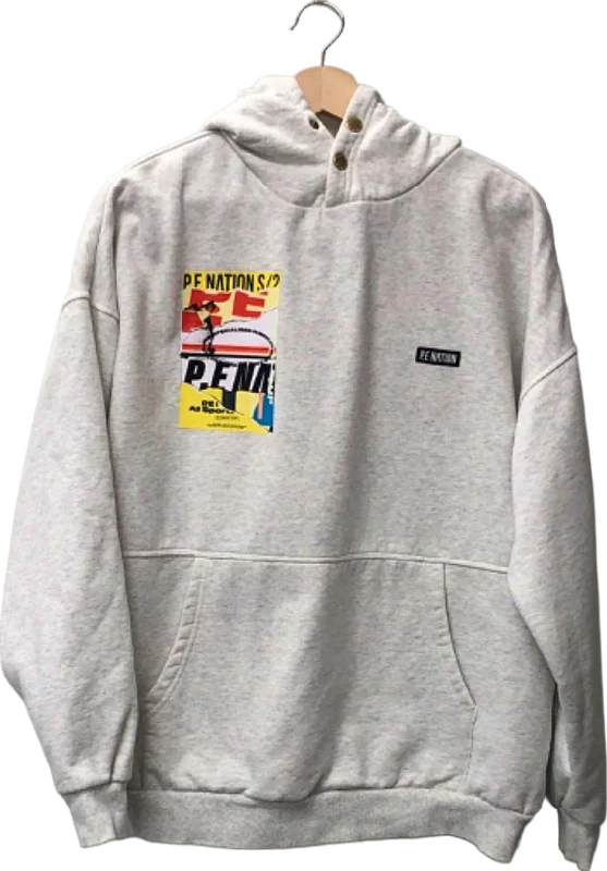 P.E Nation Grey Hoodie Medium Hoodie with Mesh Breathable Sporty