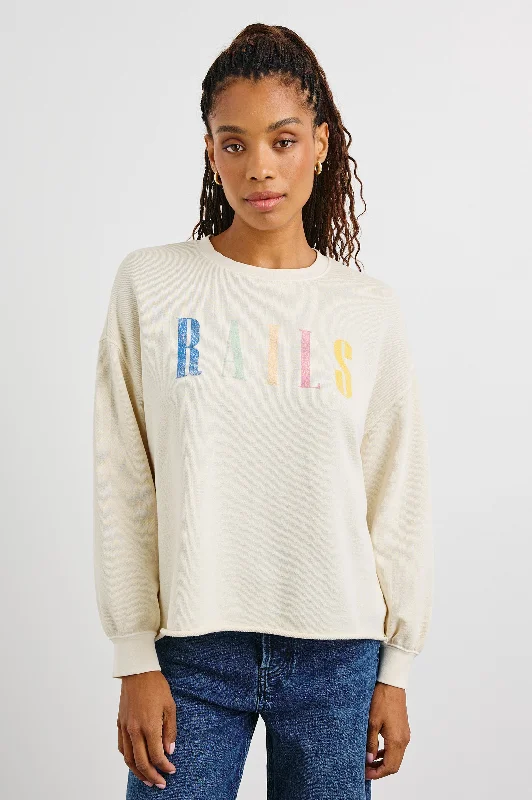 RAILS SIGNATURE SWEATSHIRT - IVORY Hoodie with Batwing Sleeves Loose Dramatic