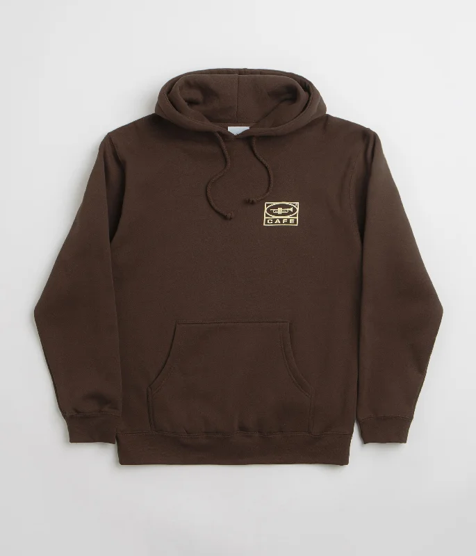 Skateboard Cafe 45 Hoodie - Coffee Hoodie with Rolled Sleeves Casual Relaxed