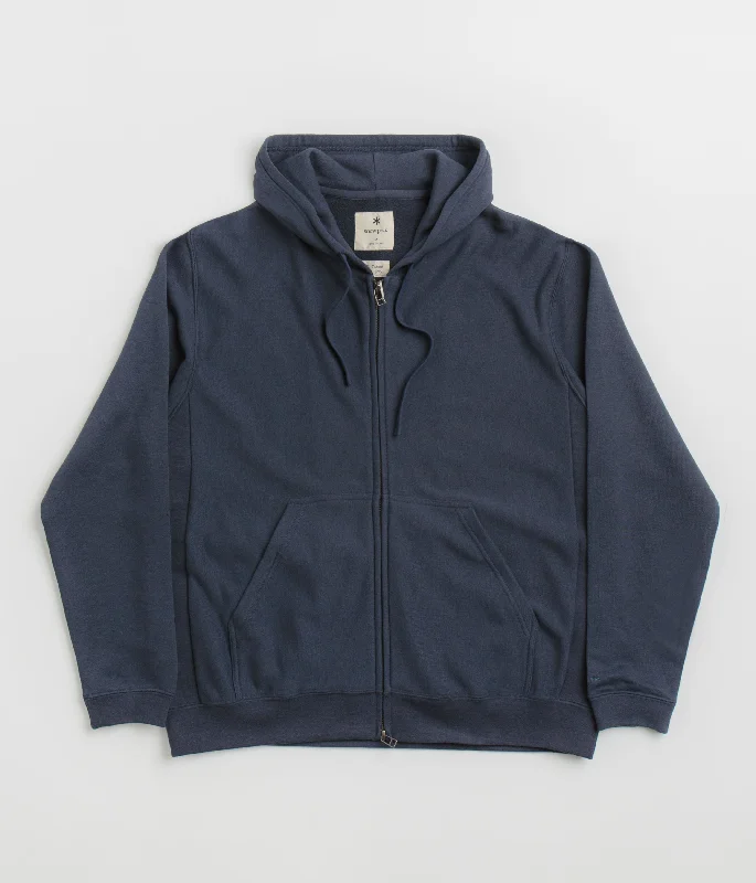 Snow Peak Takibi Zip Hoodie - Navy Hoodie with Full-Zip Functional Layering