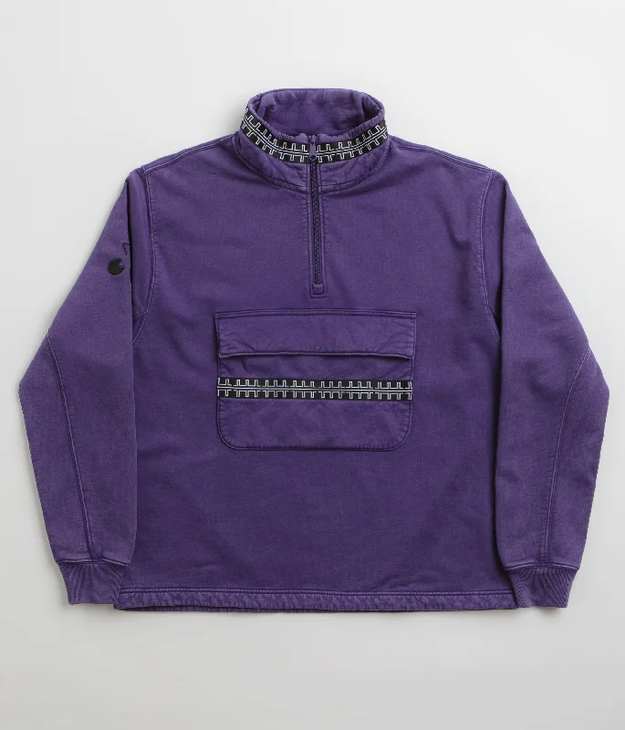 The Trilogy Tapes Pulse Tape Funnel Neck Sweatshirt - Purple Hoodie with Magnetic Closure Innovative Modern