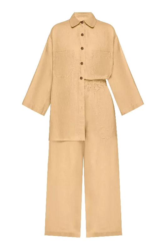 Top And Pants Set Tan Comfy Cargo Trousers