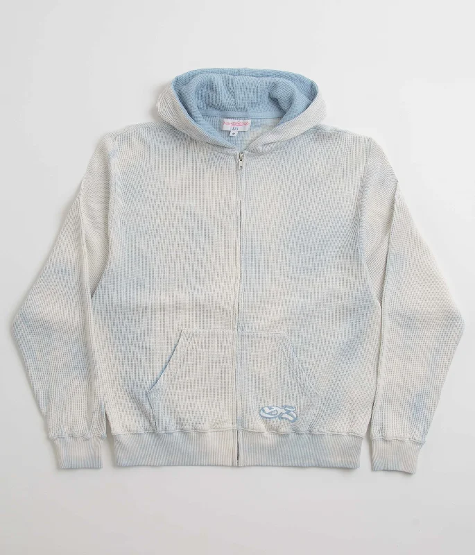 Yardsale Bleached Waffle Hoodie - Blue Hoodie with Snap Buttons Easy Quick