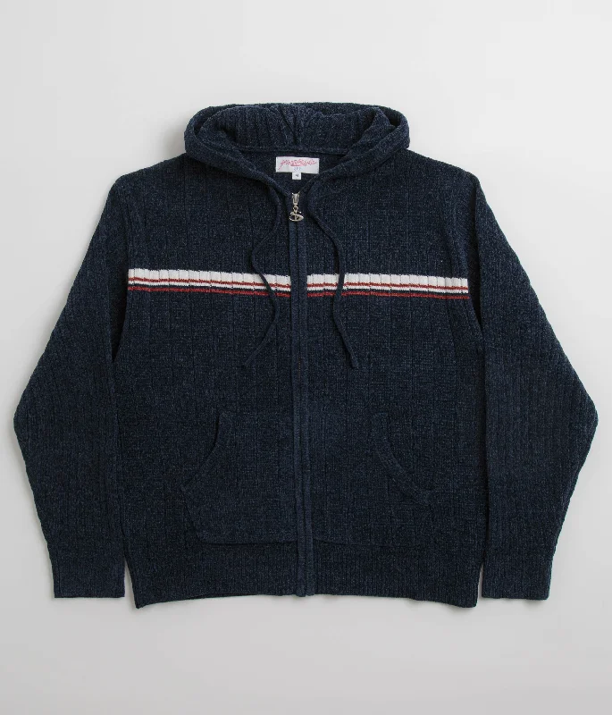 Yardsale Phantasy Chenille Hoodie - Navy Hoodie Jacket Zipper Layering