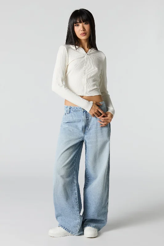 Low Rise Slouchy Jean Comfortable Folded Hem Jeans