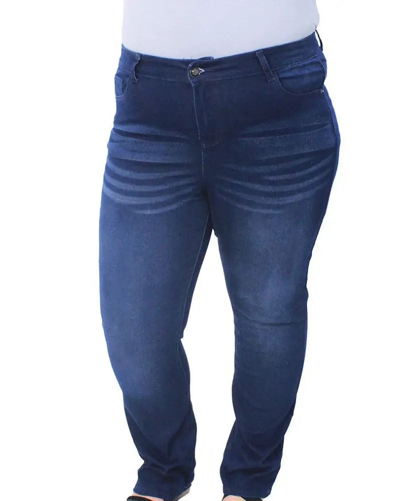 Ladies Tiffany High Waist Straight Leg Denim Jean Cozy Stretch High-Waist Jeans