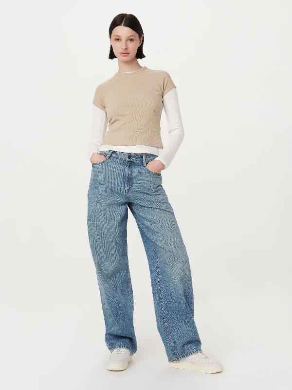 The Ellie Ultra Wide Leg Jean in Medium Indigo Trendy Skinny Fit Jeans