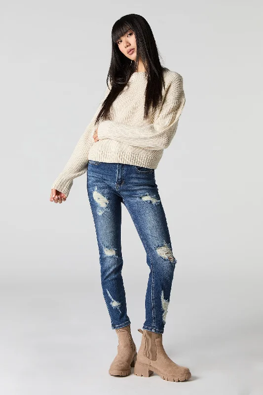 Distressed Capri Skinny Jean Comfortable Ankle Jeans